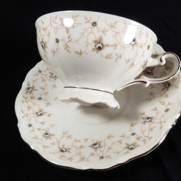 Tea cup & saucer set Mitterteich Bavaria Germany Lady Linda blue rose pattern - Picture 5 of 8